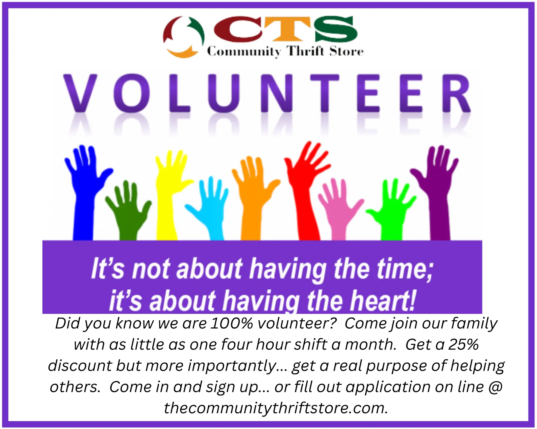 Volunteer at the Community Thrift Store